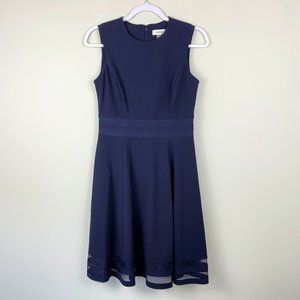 NEW Calvin Klein Yolanda Mesh Inset Dress, Navy Blue Workwear, Women's Sz 4